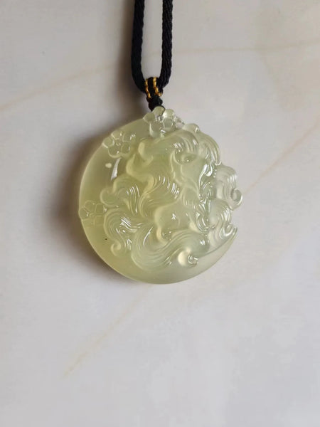 Green Jade Fox Pendant-ToShay.org