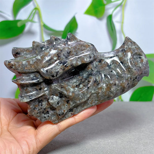 Grey Yooperlite Dragon Head-ToShay.org