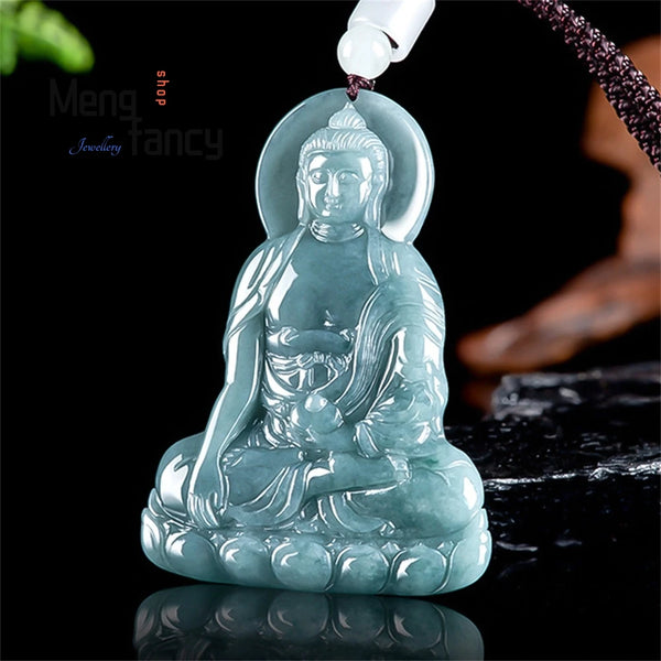 Blue Jade Amitabha Pendant-ToShay.org