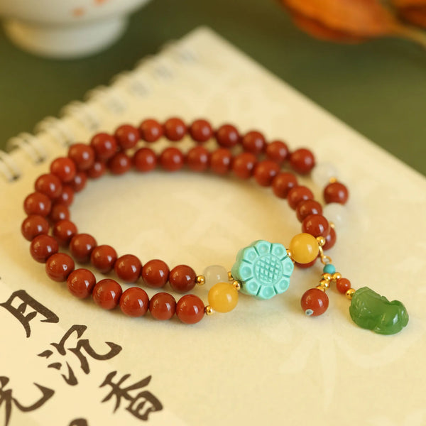 Red Agate Bead Bracelet-ToShay.org