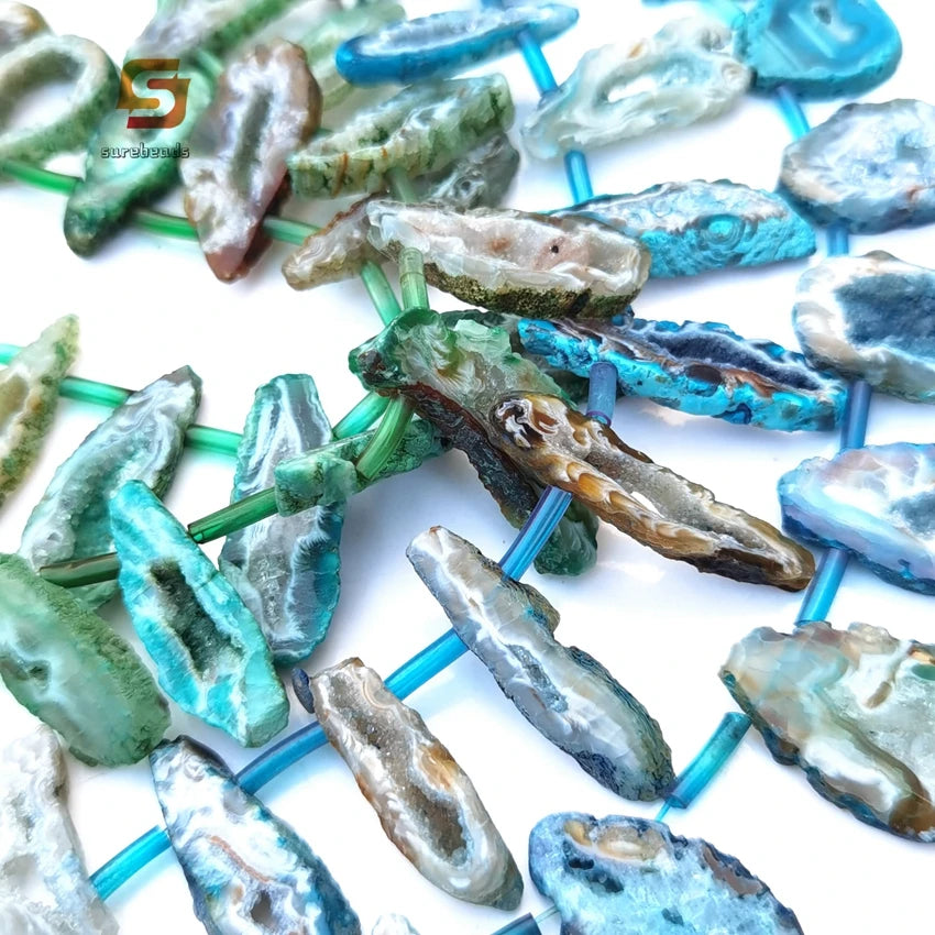 Blue Agate Druzy Beads,-ToShay.org