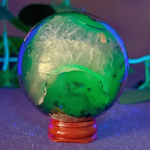 Green Fluorescent Volcanic Agate Ball-ToShay.org