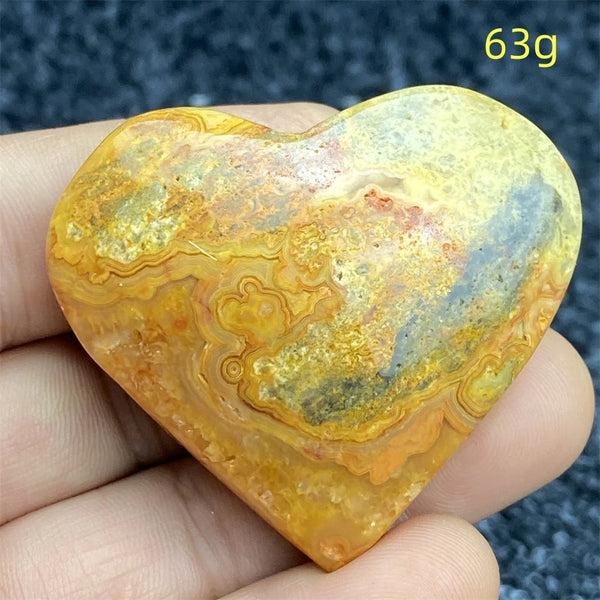 Yellow Crazy Agate Hearts-ToShay.org