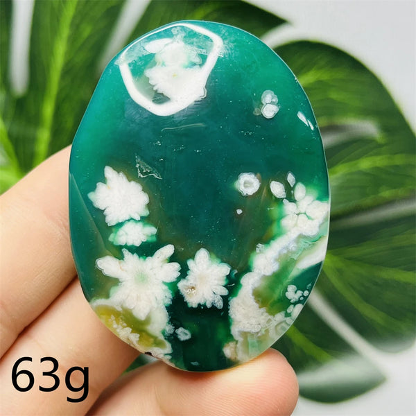 Green Flower Agate Palm Stone-ToShay.org