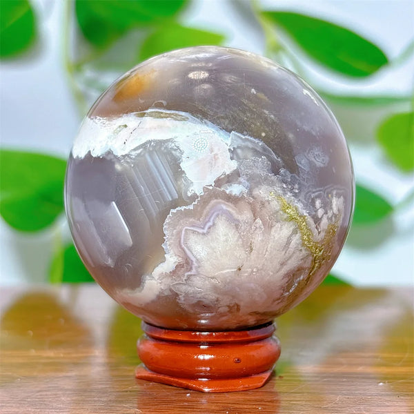 Pink Flower Agate Ball-ToShay.org