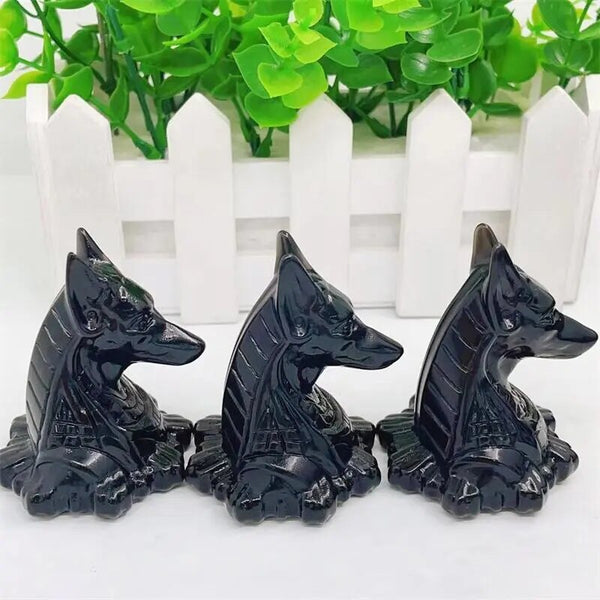 Black Obsidian Anubis Head Statue-ToShay.org