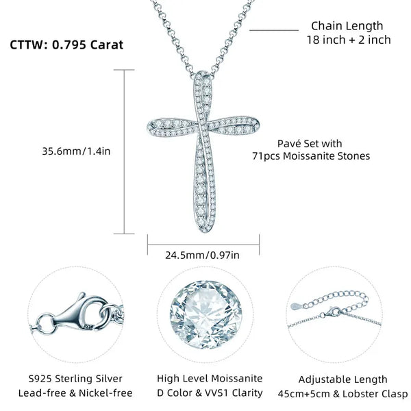 Silver Diamond Cross Pendant-ToShay.org