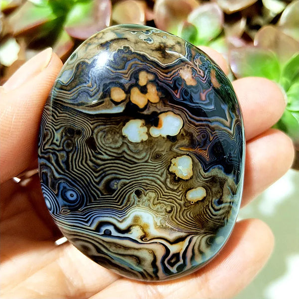 Red Flower Agate Palm Stone-ToShay.org