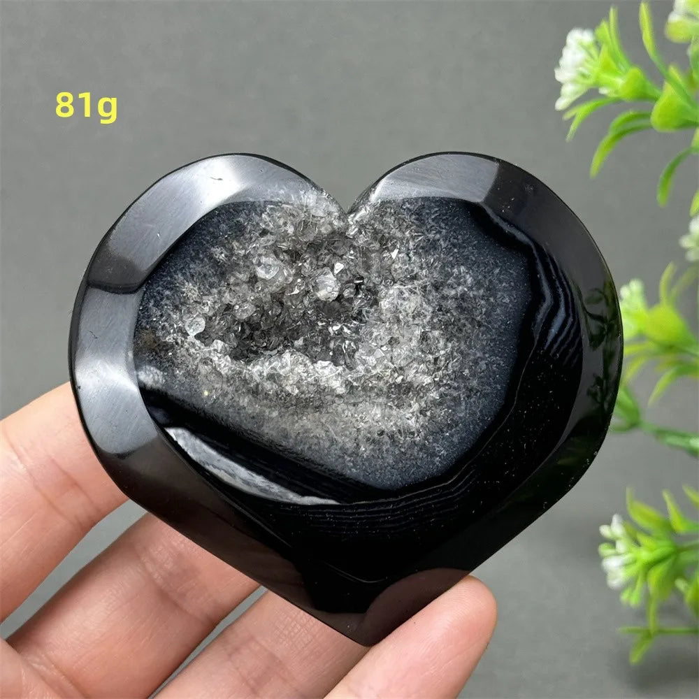Black Agate Geode Heart-ToShay.org