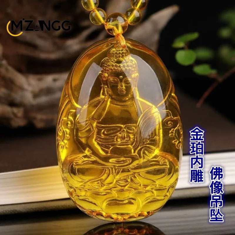 Gold Amber Buddha Pendant-ToShay.org