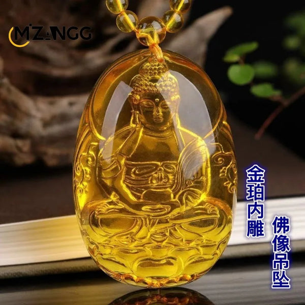 Gold Amber Buddha Pendant-ToShay.org