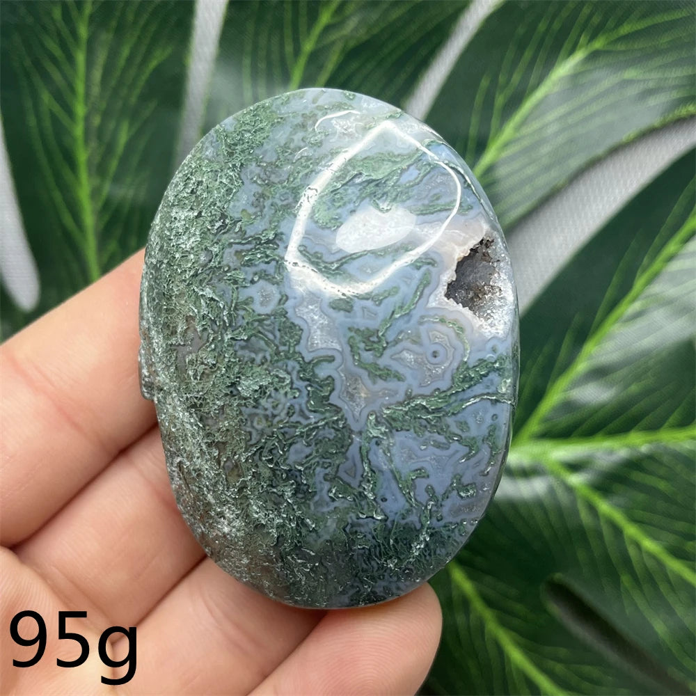 Green Moss Agate Palm Stone-ToShay.org