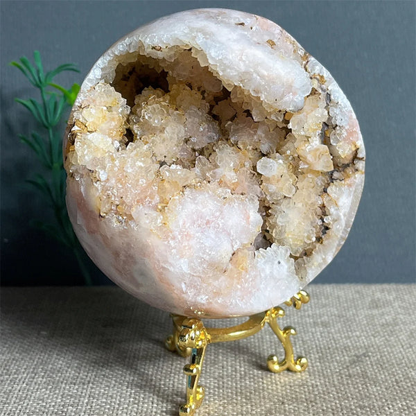 Pink Flower Agate Druzy Ball-ToShay.org
