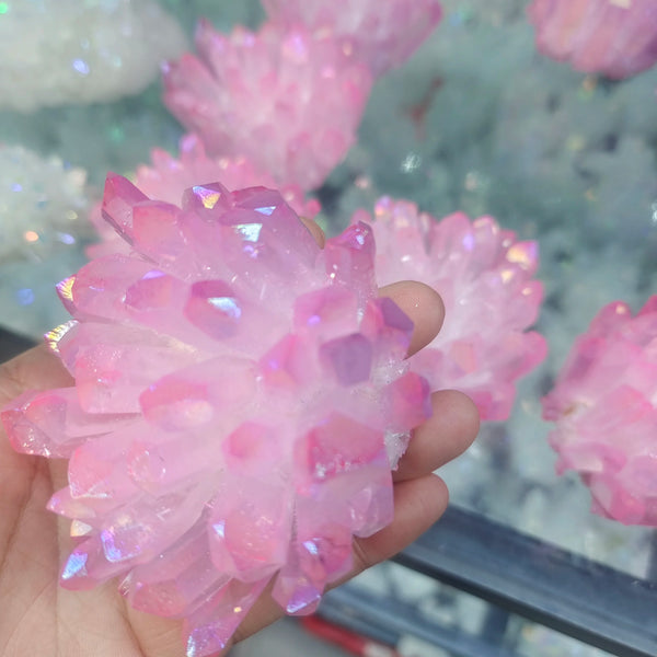 Pink Aura Quartz Cluster-ToShay.org
