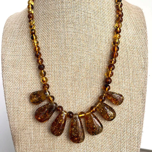 Yellow Amber Bead Necklace-ToShay.org