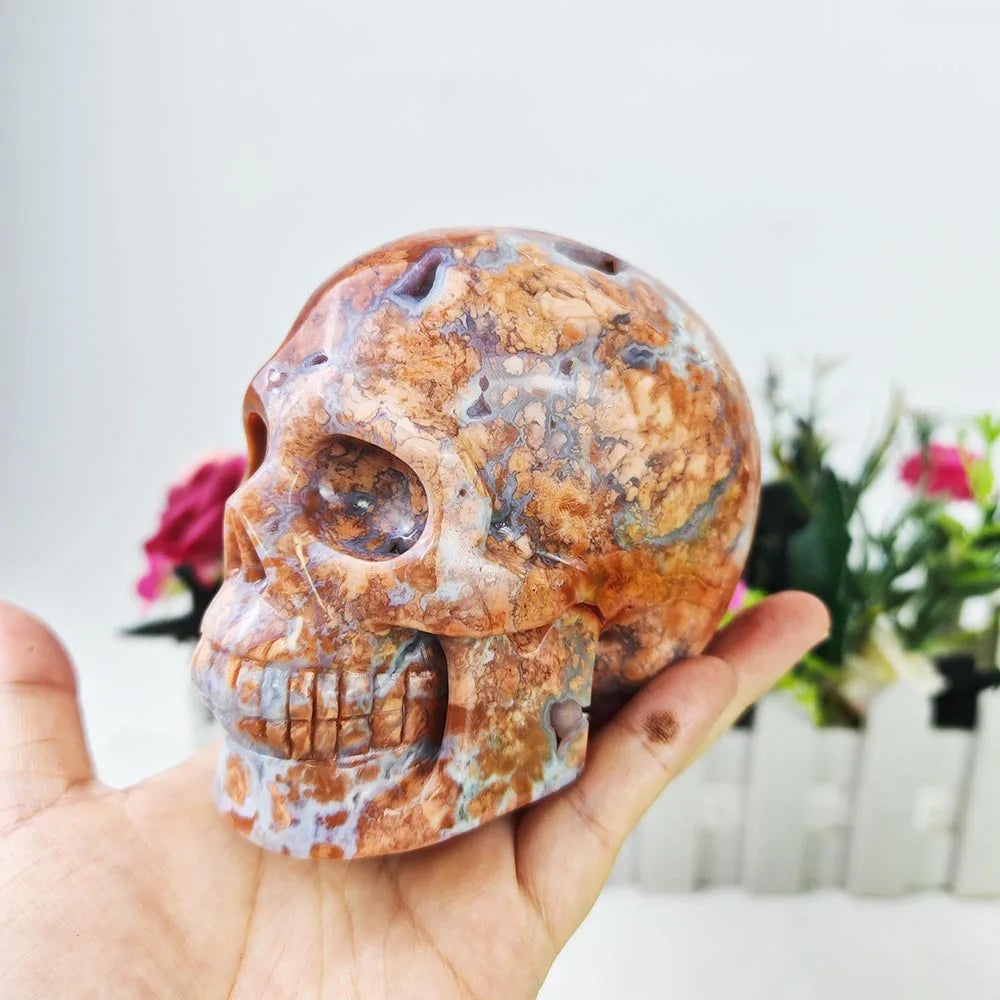Red Petal Agate Skull-ToShay.org