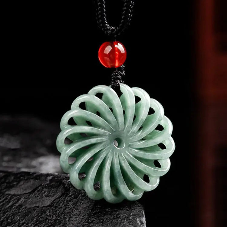 Green Jadeite Pinwheel Pendant-ToShay.org