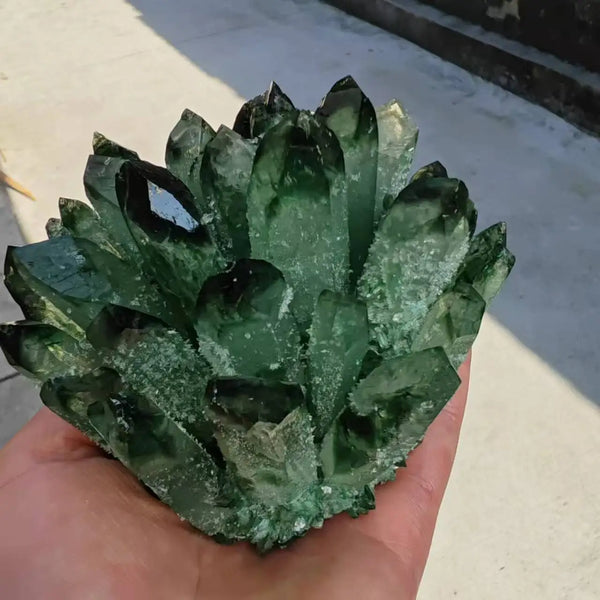 Green Phantom Crystal Cluster-ToShay.org