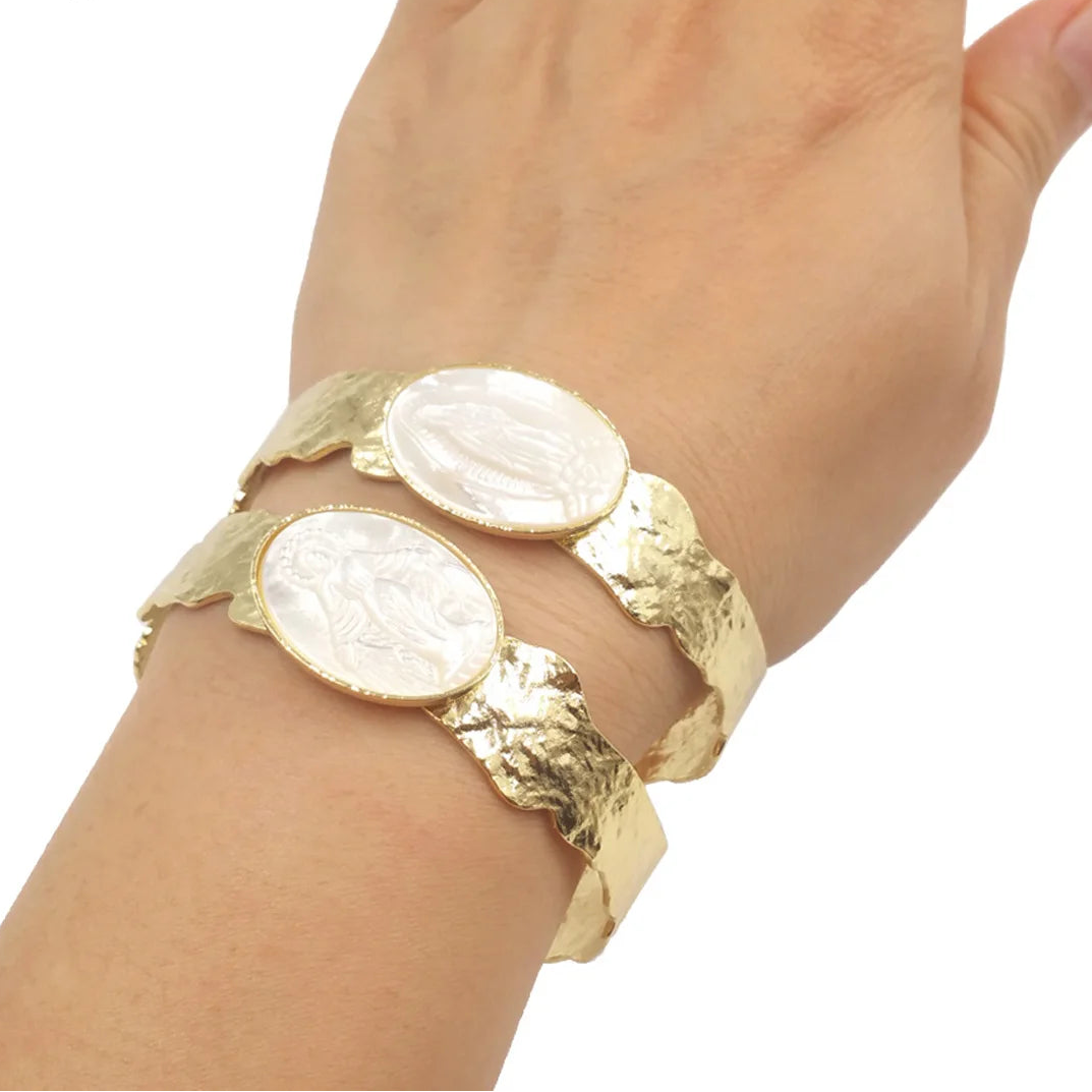 White Shell Cuff Bangle-ToShay.org