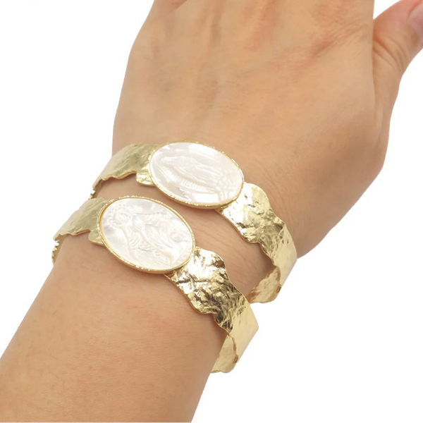 White Shell Cuff Bangle-ToShay.org