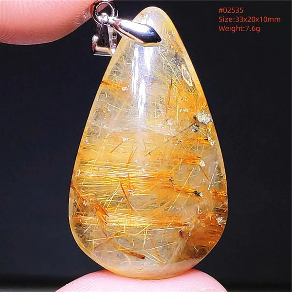 Gold Rutilated Quartz Pendant-ToShay.org