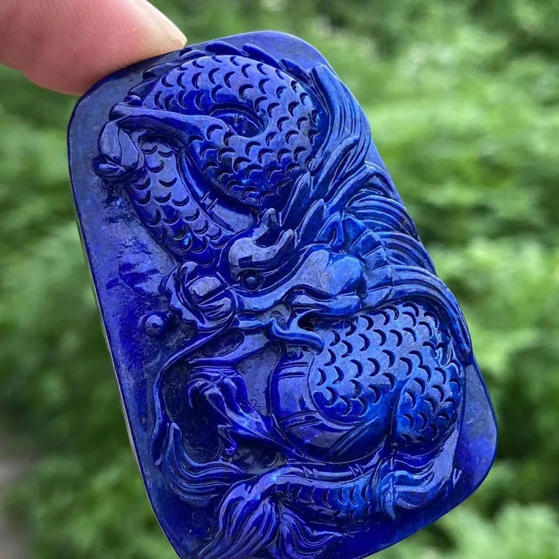Blue Lapis Lazuli Dragon Pendant-ToShay.org