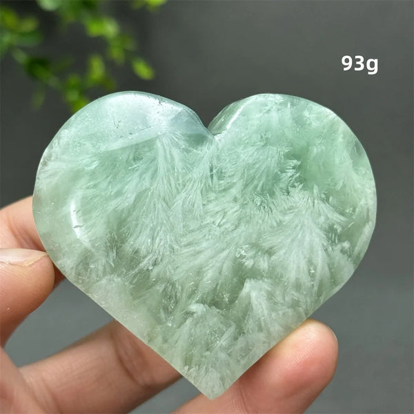 Green Feather Fluorite Heart-ToShay.org