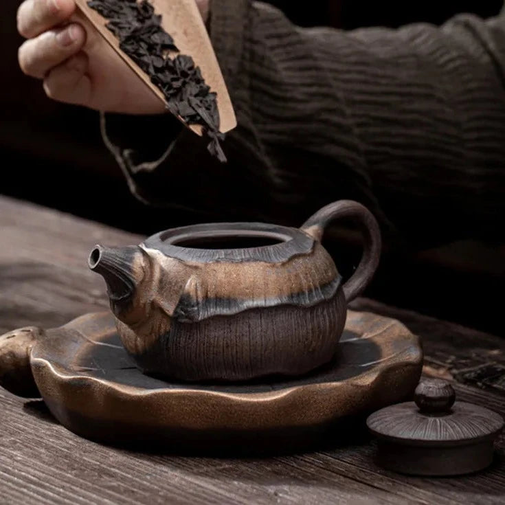 Rust Gilt Iron Glaze Tea Pot-ToShay.org