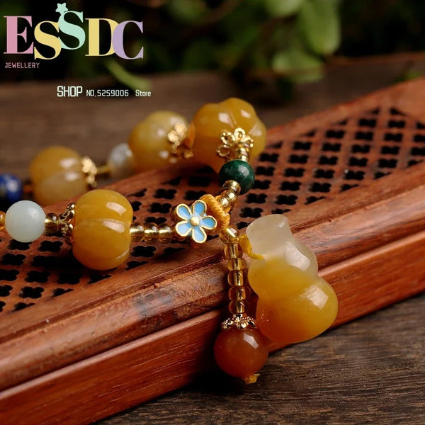 Gold Jade Pumpkin Bead-ToShay.org