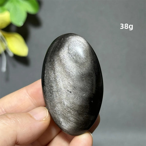 Silver Obsidian Palm Stone-ToShay.org