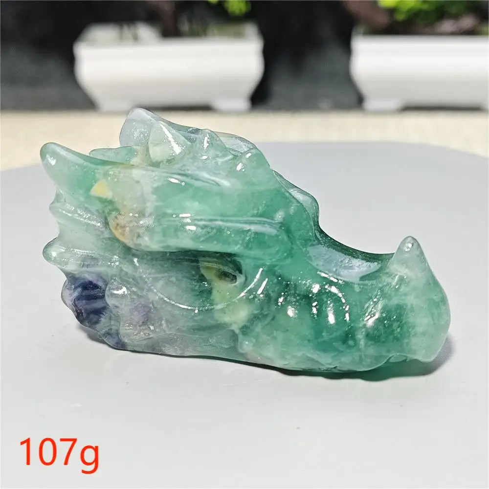 Rainbow Fluorite Dragon Skull-ToShay.org