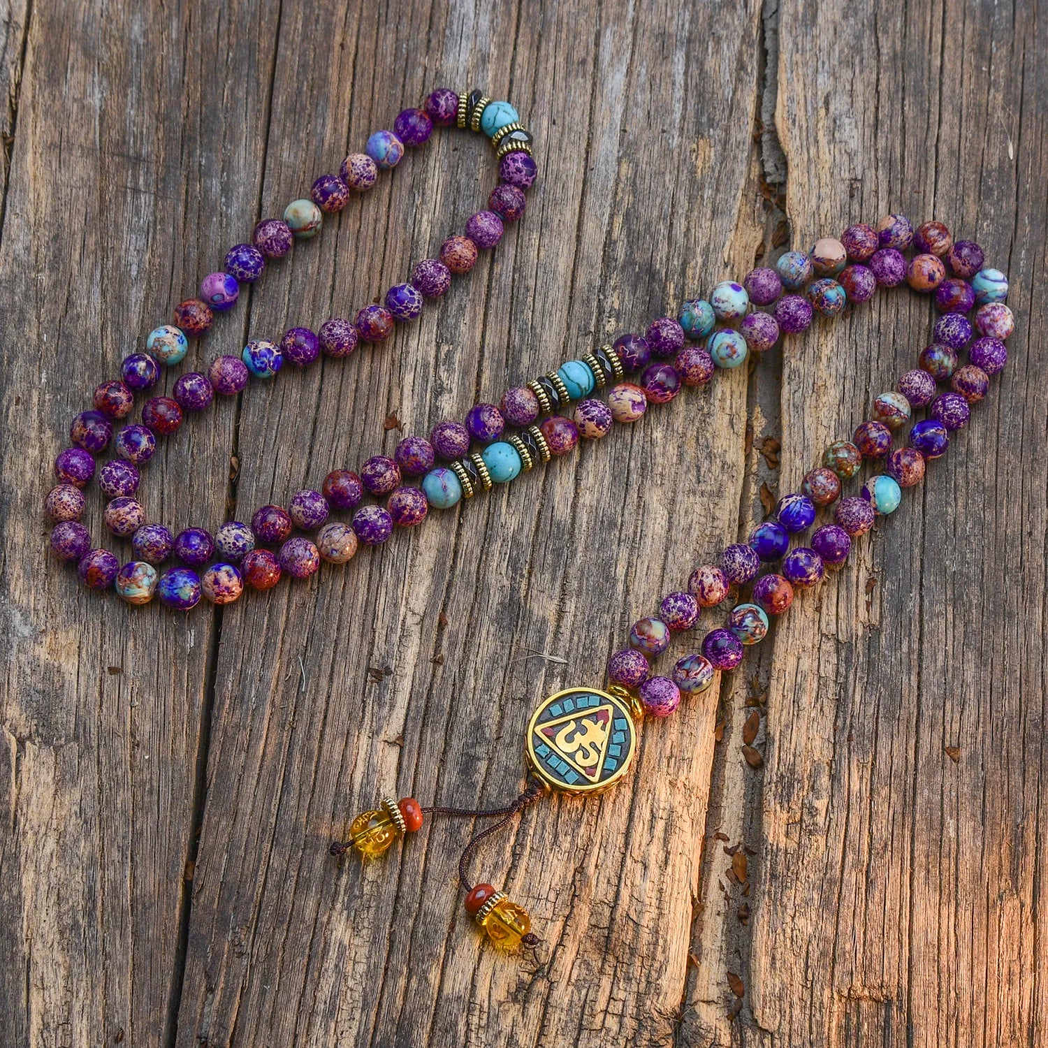 Purple Imperial Jasper Mala Beads-ToShay.org
