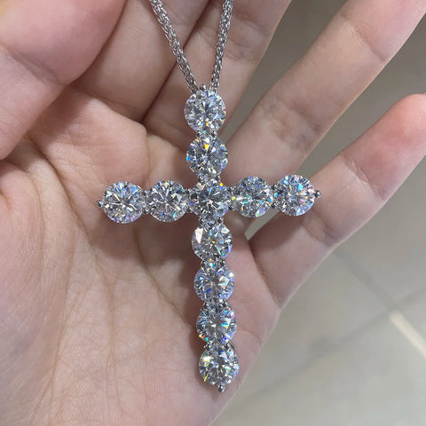 Silver Diamond Cross Pendant-ToShay.org