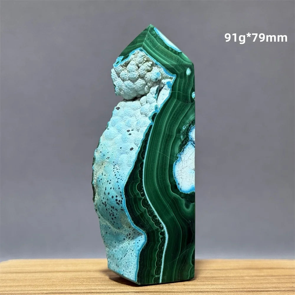 Blue Chrysocolla Malachite Point-ToShay.org