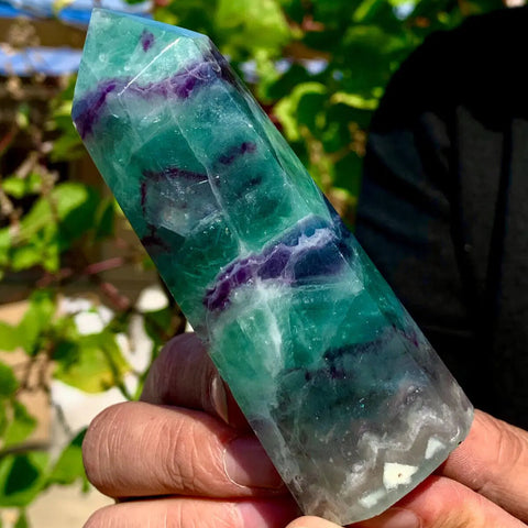 Green Fluorite Crystal Wand-ToShay.org