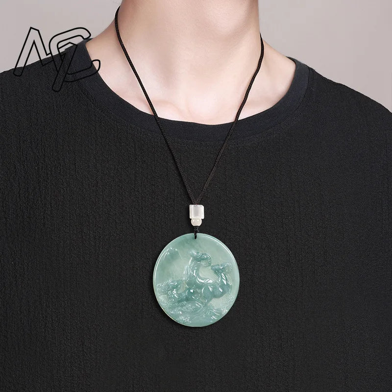 Blue Jade Rams Pendant-ToShay.org