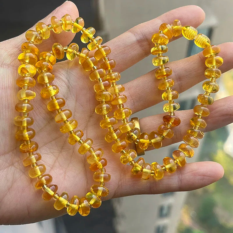 Yellow Amber Bead Necklace-ToShay.org