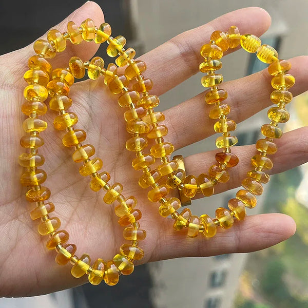 Yellow Amber Bead Necklace-ToShay.org