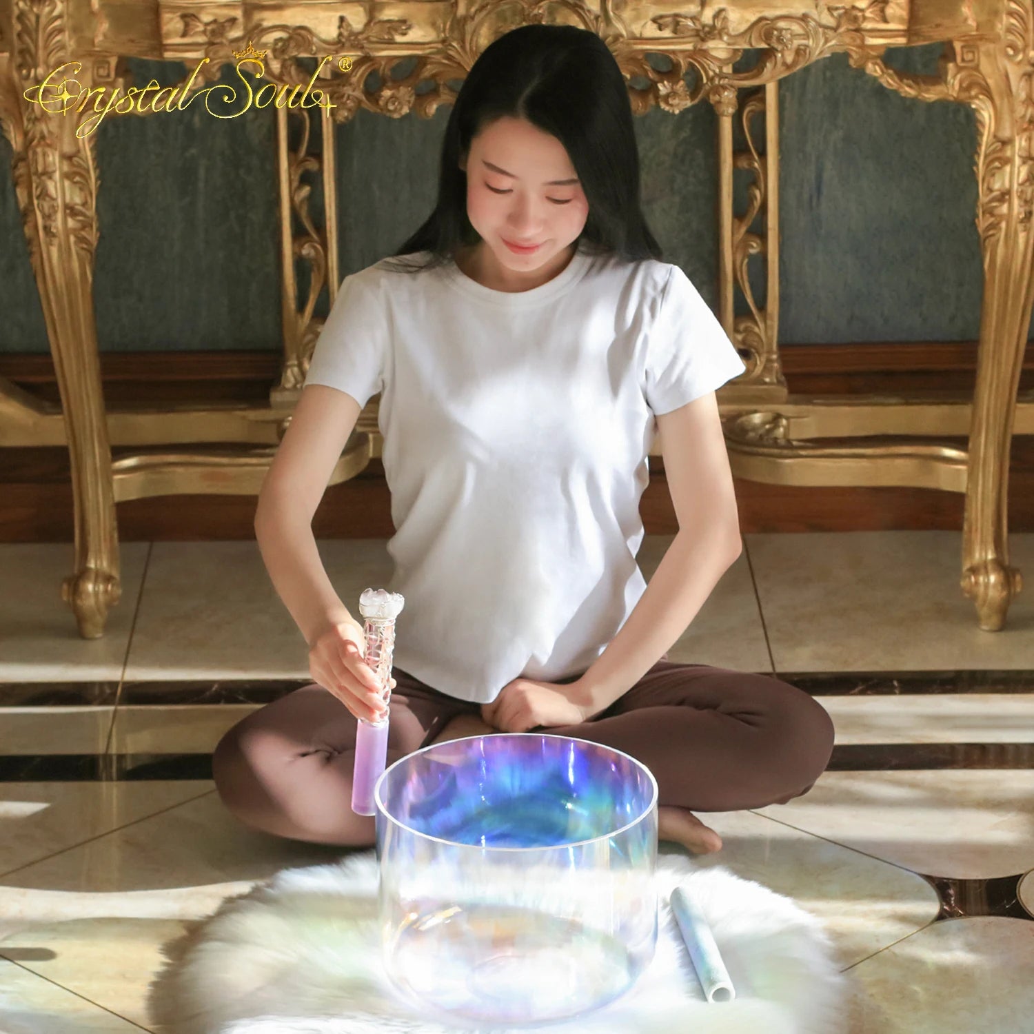 Clear Aurora Crystal Singing Bowl-ToShay.org