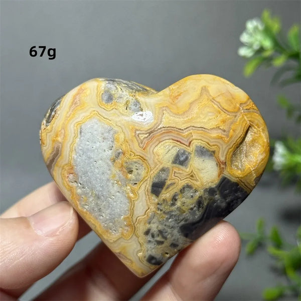 Yellow Crazy Agate Heart-ToShay.org