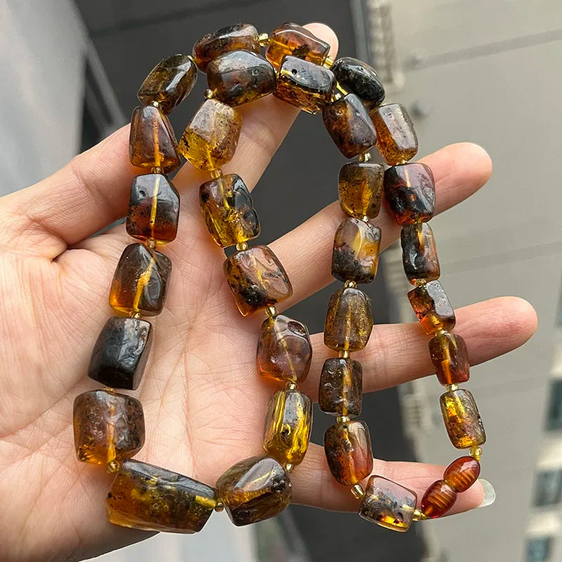 Yellow Amber Bead Necklace-ToShay.org