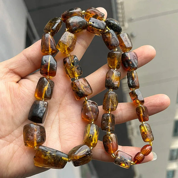 Yellow Amber Bead Necklace-ToShay.org