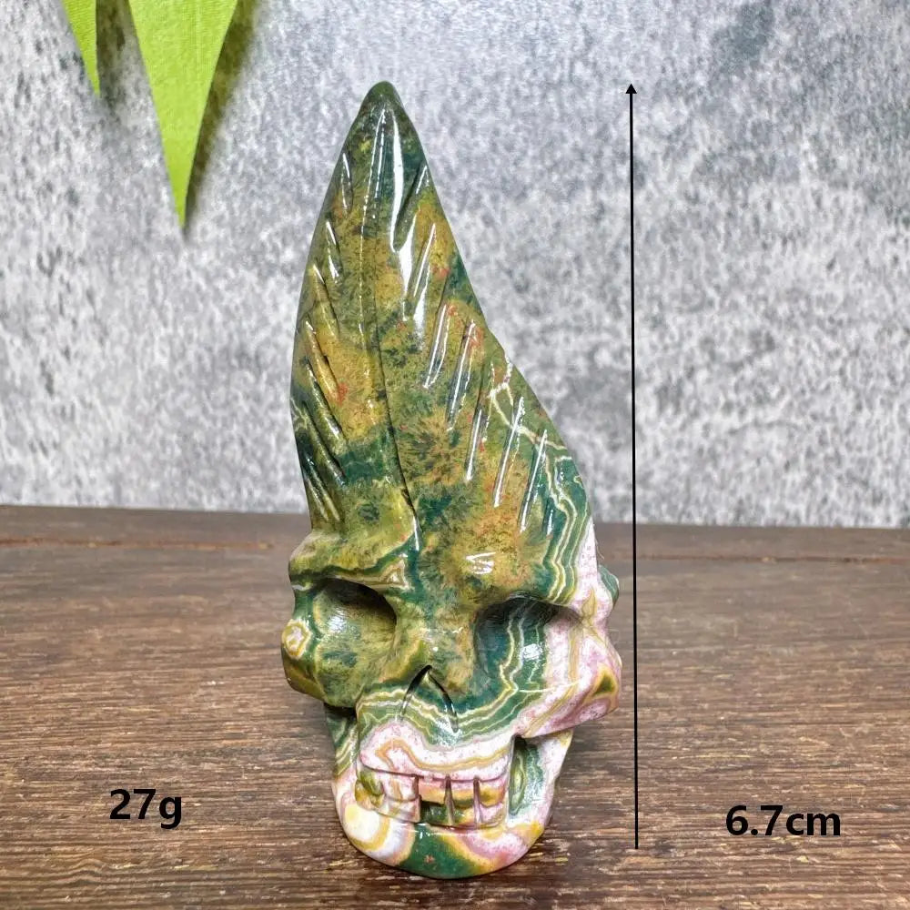 Ocean Jasper Feather Skull-ToShay.org
