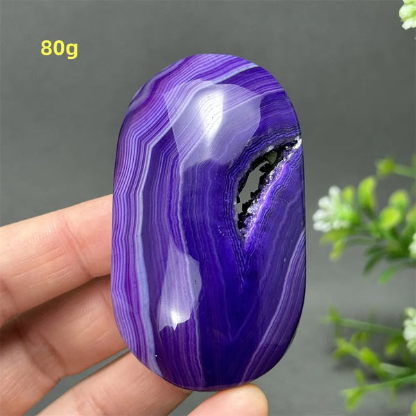 Purple Agate Palm Stone-ToShay.org