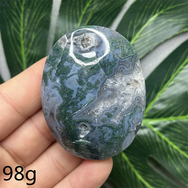 Green Moss Agate Palm Stone-ToShay.org