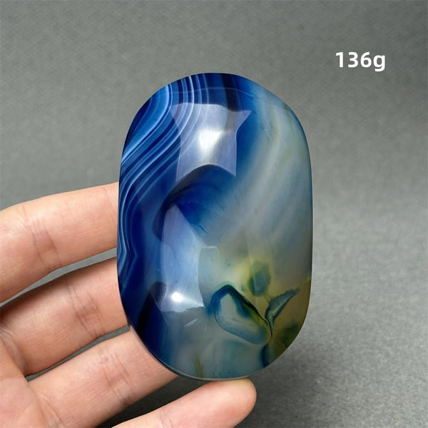 Blue Agate Palm Stone-ToShay.org