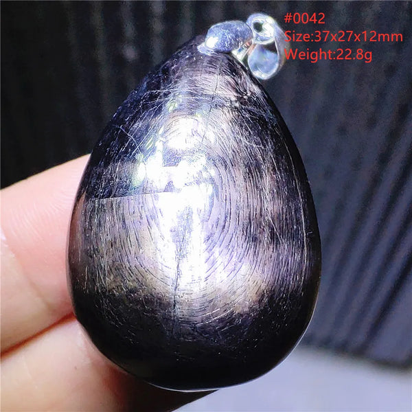 Silver Black Hypersthene Pendant-ToShay.org