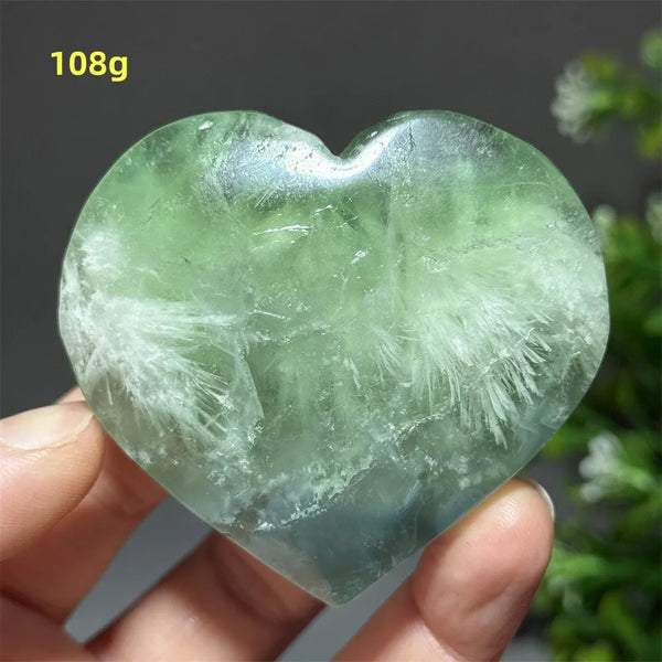 Green Feather Fluorite Heart-ToShay.org