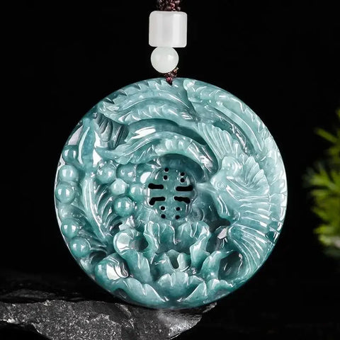 Blue Jadeite Phoenix Pendant-ToShay.org