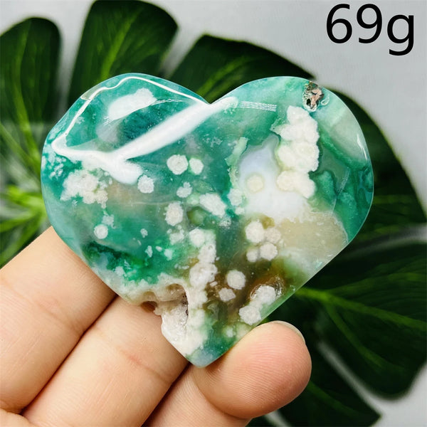 Green Flower Agate Heart-ToShay.org